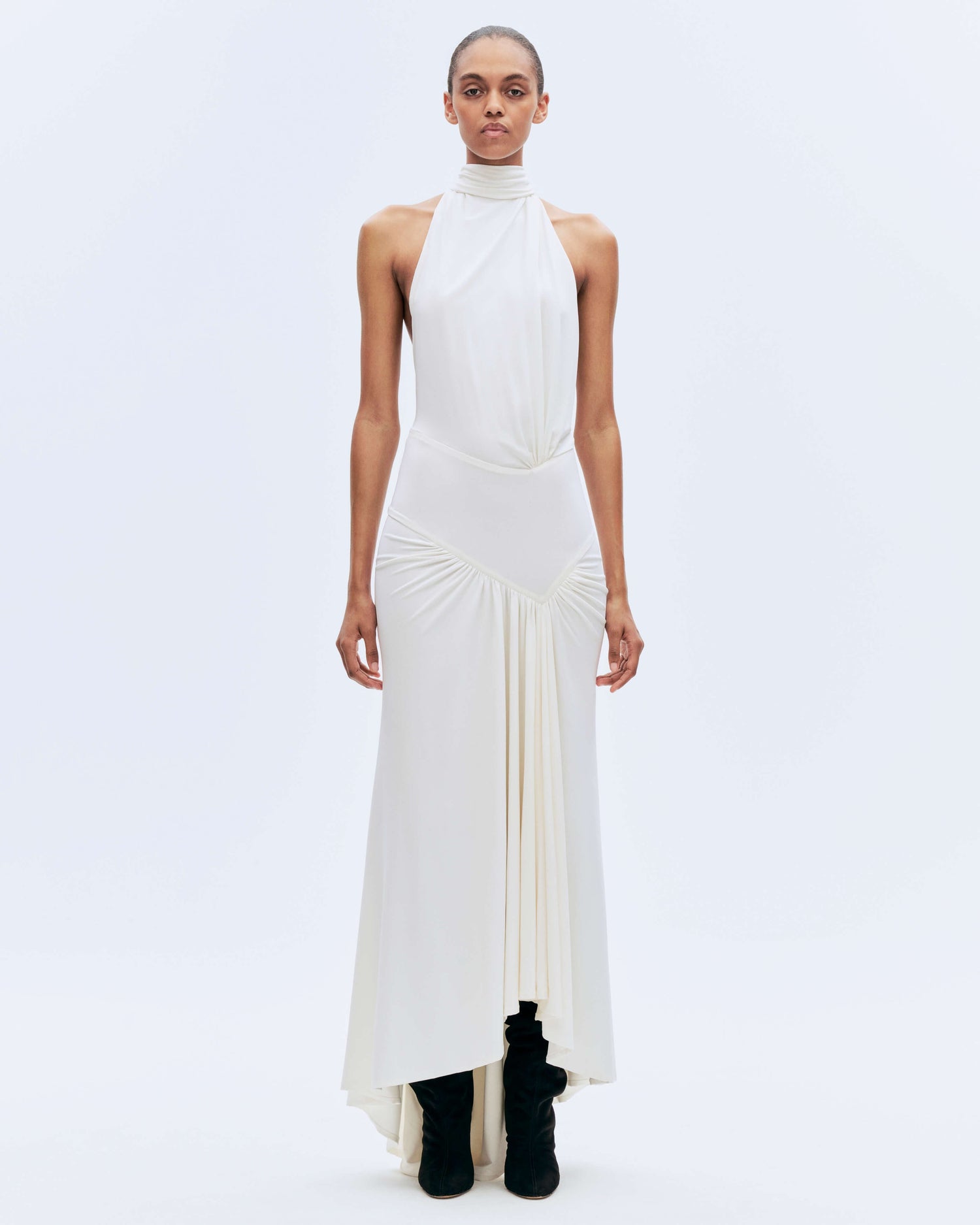 HALTERNECK DRAPED DRESS