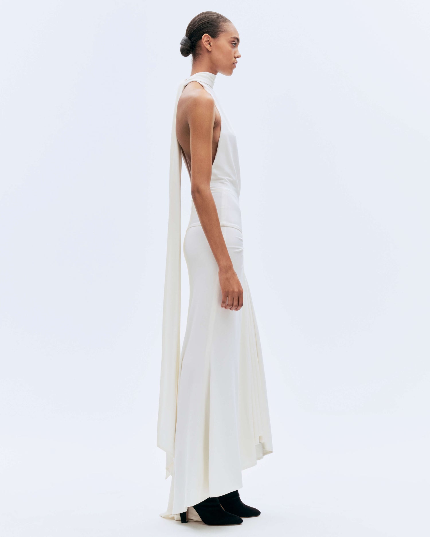 HALTERNECK DRAPED DRESS