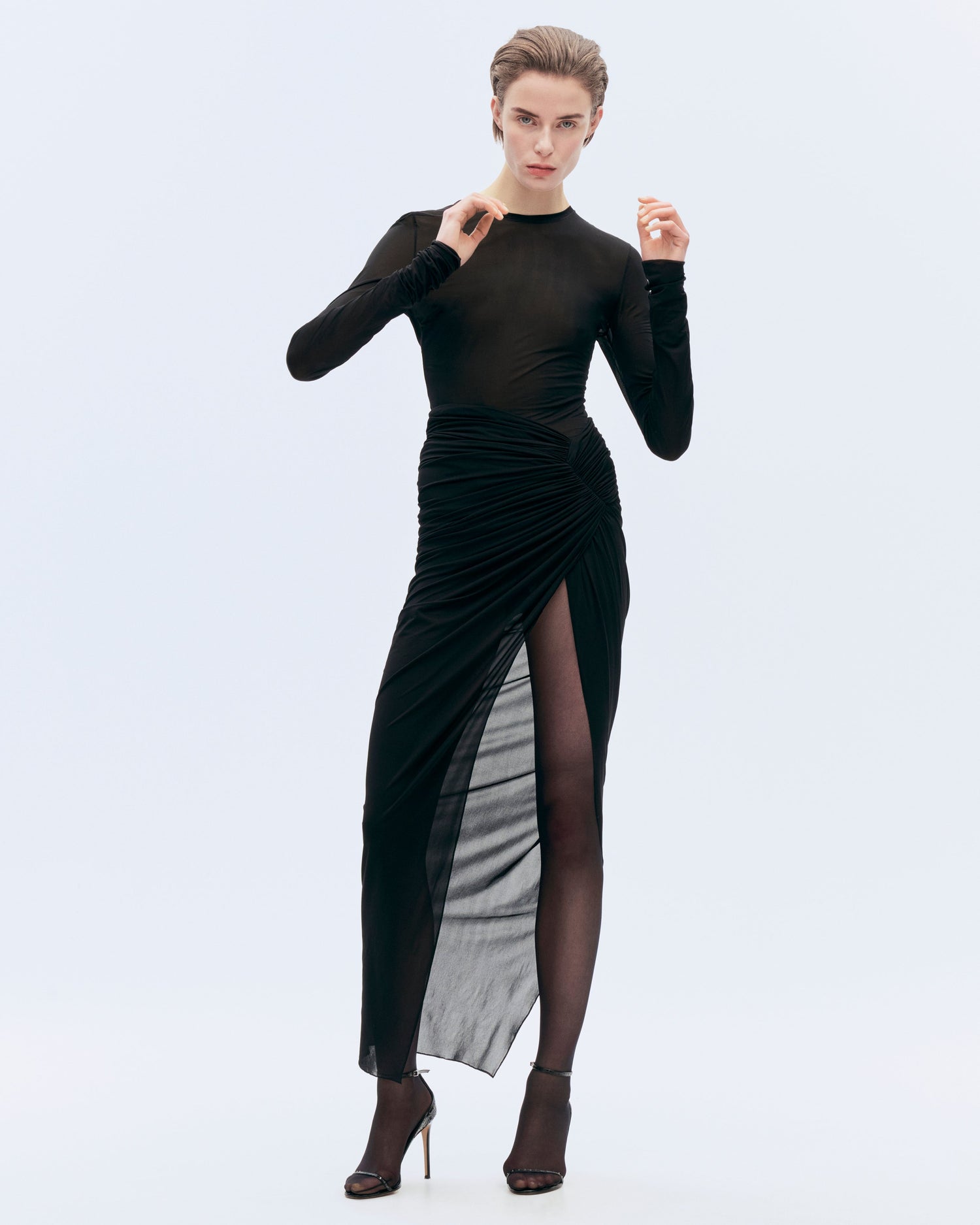 LONG WRAP DRAPED  SKIRT