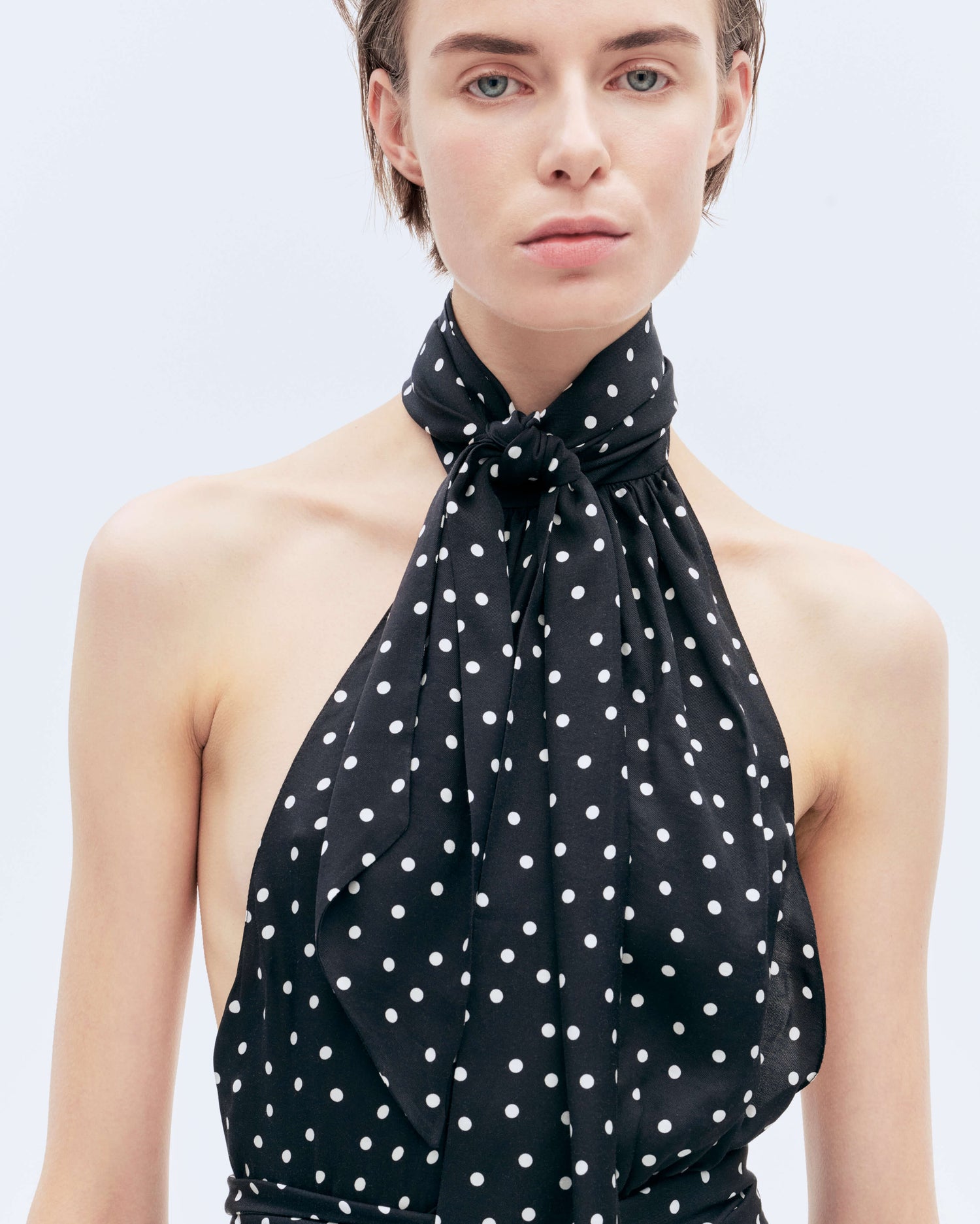 POLKA DOT LAVALLIERE BLOUSE