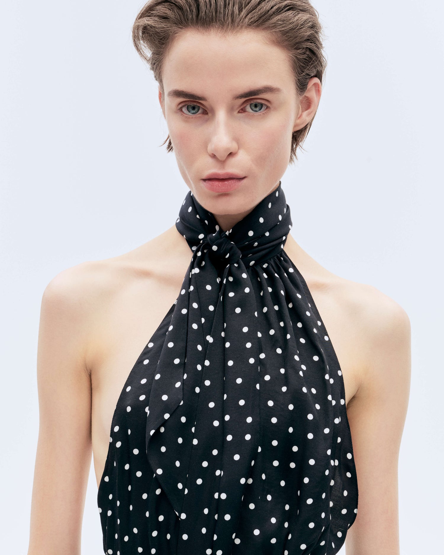 POLKA DOT LAVALLIERE BLOUSE